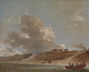 Kustlandskap med en färja av Sir Peter Francis Bourgeois