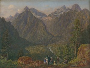 Tatralandskap med figurer, 1855 av Slovakian School