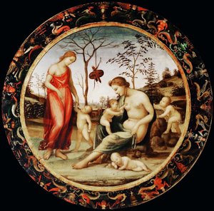 Allegory of Love Venus terrestre med Eros och Venus celeste med Anteros och två amoriner