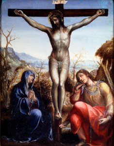 Korsfästelsen med Jungfrun och Johannes Döparen, c1540.