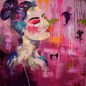 Abstrakt rosa porträtt