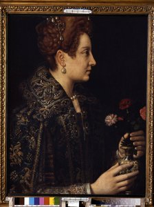 ""Porträtt av en kvinna i profil"" (kvinnoporträtt) Målning av Sofonisba Anguissola (cirka 1532-1625) Mått 68,5x52,5 cm Eremitagemuseet, Sankt Petersburg av Sofonisba Anguissola