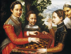 The Chess Game (Porträtt av konstnärens systrar som spelar schack). av Sofonisba Anguissola