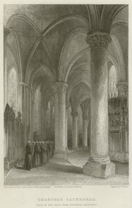 Chartres Cathedral, baksidan av kören från Northern Aisle of Do av Solomon Alexander Hart