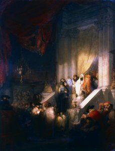 Läser från lagens tavlor i synagogan, 1831