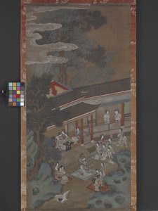 A Revel In The Han Palace, okänt datum (bläck, färg och guld på papper) av Songnian Liu