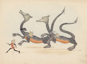 Illustration till Little Twin Dragons av S Rosamond Praeger (färglitografi)