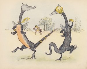 Illustration till Little Twin Dragons av S Rosamond Praeger (färglitografi)