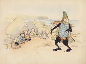 Illustration till Little Twin Dragons av S Rosamond Praeger (färglitografi) av Sophia Rosamond Praeger