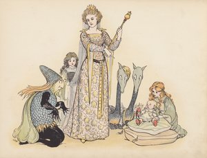 Illustration till Little Twin Dragons av S Rosamond Praeger (färglitografi)