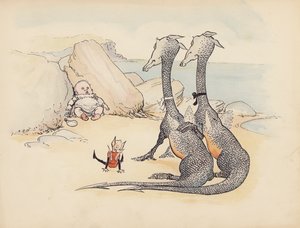Illustration till Little Twin Dragons av S Rosamond Praeger (färglitografi) av Sophia Rosamond Praeger