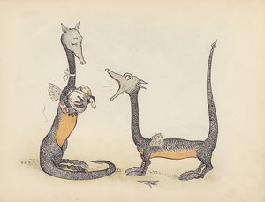 Illustration till Little Twin Dragons av S Rosamond Praeger (färglitografi)