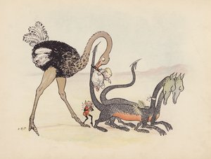 Illustration till Little Twin Dragons av S Rosamond Praeger (färglitografi)