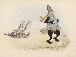 Illustration till Little Twin Dragons av S Rosamond Praeger (färglitografi)