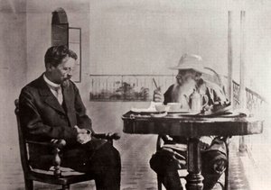 Leo Tolstoj och Anton Tjechov, ryska författare, 1902