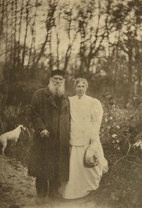 Den ryske författaren Leo Tolstoy och hans fru Sophia Tolstaya, Ryssland, 1895
