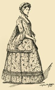 Bild på en kort Watteau-säck som bärs över en underkjol, c1750-1800, 1903, 1937. av Sophie B. Steel