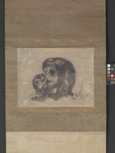 Monkey And Offspring (bläck på papper) av Sosen Mori