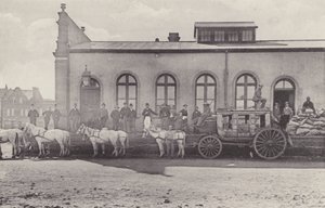 Historiska vyer, den sista tränaren med engelsk post och gamla postkontor (s/v foto) av South African Photographer