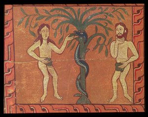Adam och Eva, från Sagars altartavla (tempera på panel) av Spanish School