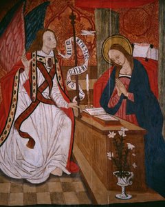 Bebådelse, panel från kyrkan San Andres of Tortura, sent 1400-tal - början av 1500-talet (målat trä) av Spanish School