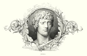 Antinös, bitnisk grekisk ungdom och favorit hos den romerske kejsaren Hadrianus (litho) av Spanish School