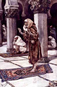 At Prayer, sent 1800-tal (akvarell på papper) av Spanish School