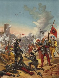 Tillfångatagandet av kung Frans I av Frankrike i slaget vid Pavia, Italien, 1525