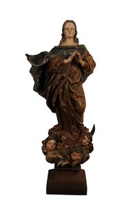 Snidad träskulptur av Madonnan av den obefläckade avlelsen, Spanien, ca 1750 (trä) av Spanish School