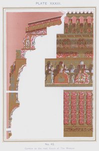 Gesims till taket, Court of the Mosque (färg litho) av Spanish School