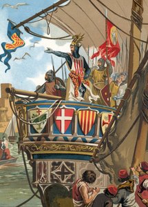 Jaime I av Aragon lämnar för erövringen av Mallorca av Spanish School