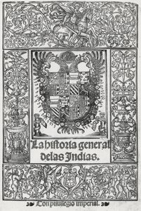 Frontispice från "The General History of the Indies" av Spanish School