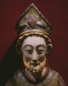 St Peters huvud, sent 1200-tal - början av 1300-talet (målat och förgyllt trä)
