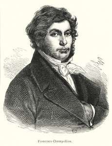 Jean-Francois Champollion, fransk forskare, filolog och dechiffrera av forntida egyptiska hieroglyfer (litho) av Spanish School