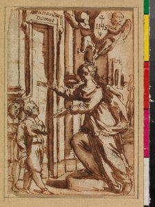 Läskunnighet som låser upp dörren till lärande, tidigare "Visdom öppnar kunskapens dörr", 1575-1600 av Spanish School