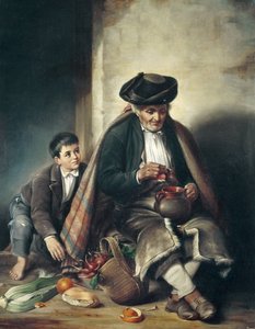 Man och pojke. slutet av 1800-talet (olja på duk) av Spanish School