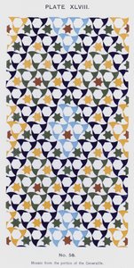 Mosaik från portiken i Generalife (färg litho) av Spanish School