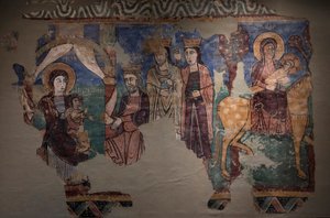 Väggmålning Ursprung i kyrkan iglesia de la Asuncion de Mar