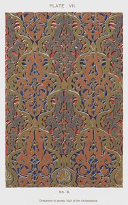 Ornament i paneler, Hall of the Ambassadors (färg litho) av Spanish School