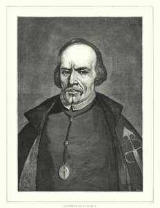 Pedro Calderon de la Barca, spansk soldat, präst och författare (litho) av Spanish School