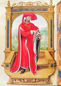 Filip den gode (1396-1467) hertig av Bourgogne, grundare av Guldfleeceorden, från Statuts de la Toison dOr av Spanish School