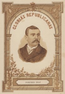 Porfirio Diaz, mexikansk soldat och politiker (litho) av Spanish School