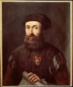 Porträtt av den portugisiske navigatören och upptäcktsresanden Ferdinand Magellan av Spanish School