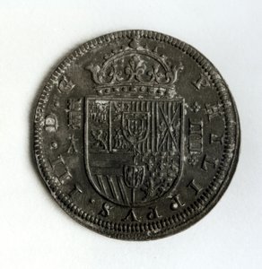 Silverkrona av fyra realer från Filip III av Spanien och Portugal (1578-1621) (silver)