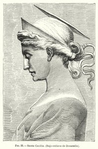 St Cecilia, basrelief av Donatello (litho) av Spanish School