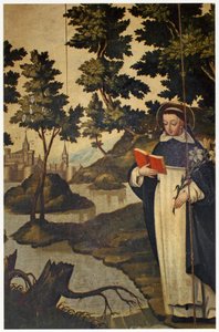 St Dominic som håller liljan, 1600-tal av Spanish School