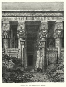 Hathors tempel, Dendera, Egypten (litho) av Spanish School