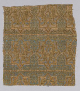 Textilfragment från Chasuble of San Valerius (silke, förgyllt djursubstrat runt en silkeskärna) av Spanish School