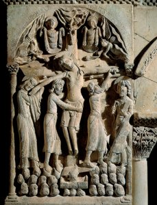 Nedstigningen från korset, Master of Saint Dominic of Silos (1100-talet). Relief på sten av Spanish School