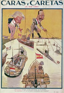 Kaiser och Uncle Sam vid tiden för första världskriget, 1915 av Spanish School
